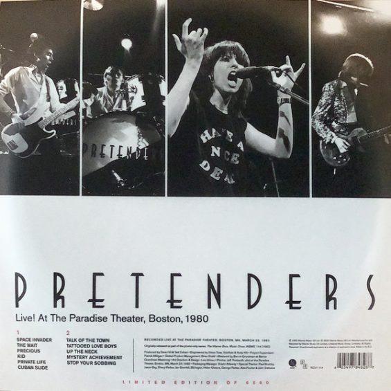 LP-PRETENDERS – LIVE!AT THE PARADISE THEATER clear with red dot vinyl ,RSD