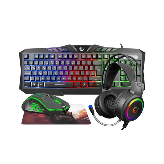 GAMING SET RAMPAGE KM-404 ARGENTI, 4 U 1, TIPKOVNICA + SLUŠALICE + MIŠ + PODLOGA